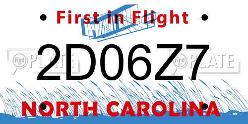 2D06Z7 North Carolina License Plate