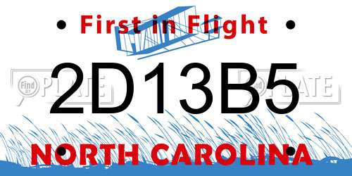 2D13B5 North Carolina License Plate