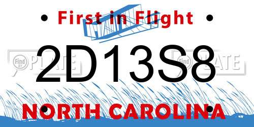 2D13S8 North Carolina License Plate