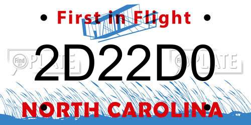 2D22D0 North Carolina License Plate