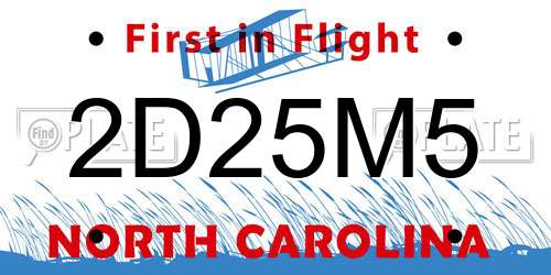 2D25M5 North Carolina License Plate