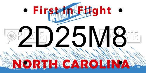 2D25M8 North Carolina License Plate