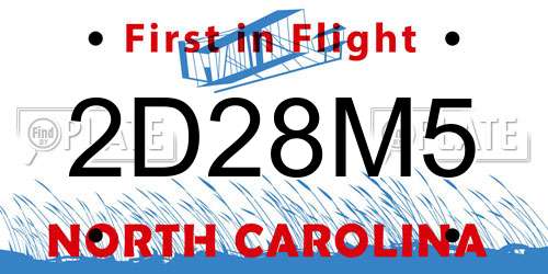 2D28M5 North Carolina License Plate