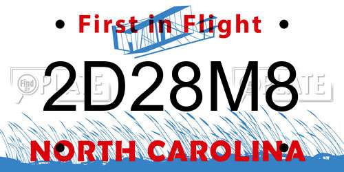 2D28M8 North Carolina License Plate