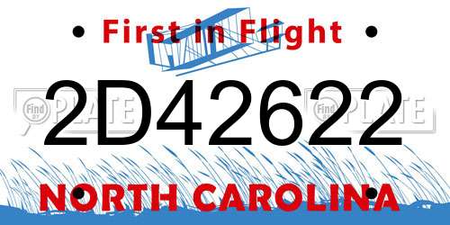 2D42622 North Carolina License Plate
