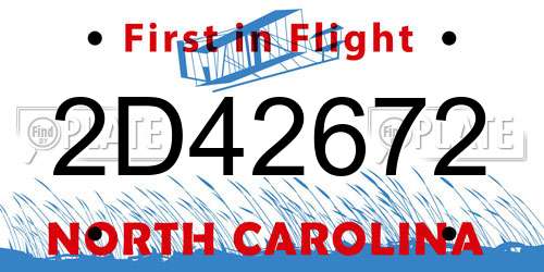 2D42672 North Carolina License Plate