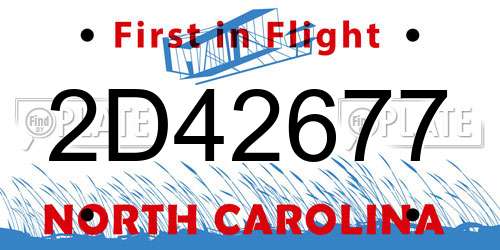 2D42677 North Carolina License Plate