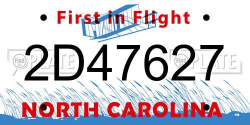 2D47627 North Carolina License Plate