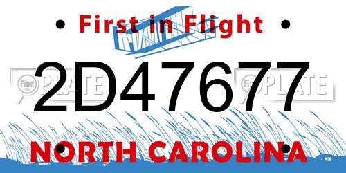 2D47677 North Carolina License Plate