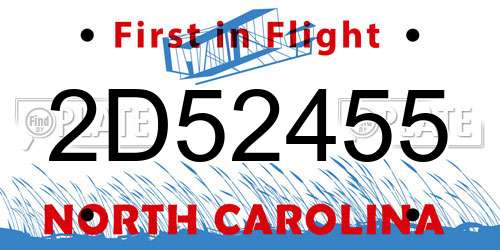 2D52455 North Carolina License Plate