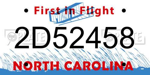 2D52458 North Carolina License Plate