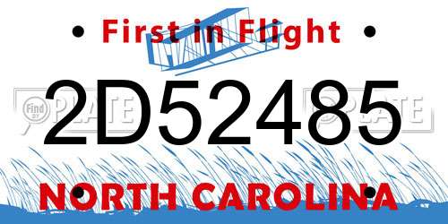 2D52485 North Carolina License Plate