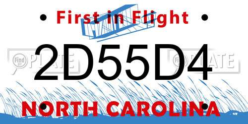 2D55D4 North Carolina License Plate
