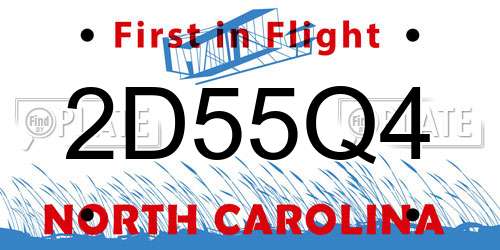 2D55Q4 North Carolina License Plate