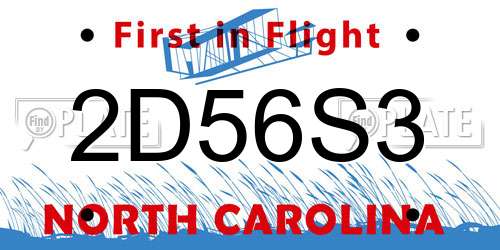 2D56S3 North Carolina License Plate