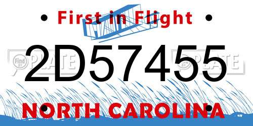 2D57455 North Carolina License Plate