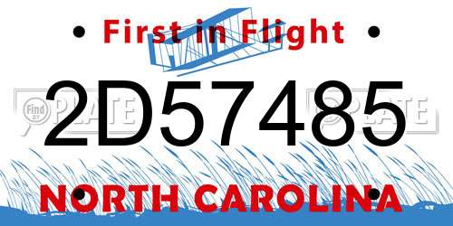 2D57485 North Carolina License Plate