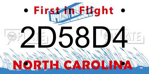 2D58D4 North Carolina License Plate