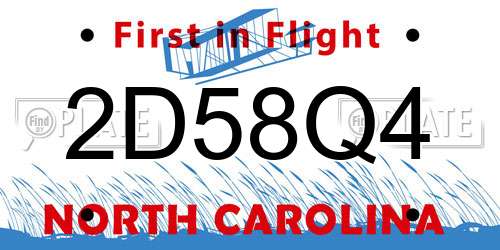2D58Q4 North Carolina License Plate