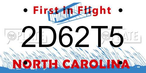 2D62T5 North Carolina License Plate