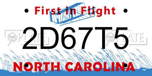 2D67T5 North Carolina License Plate