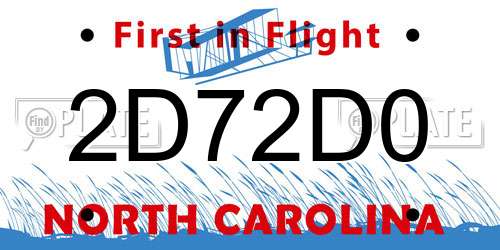 2D72D0 North Carolina License Plate