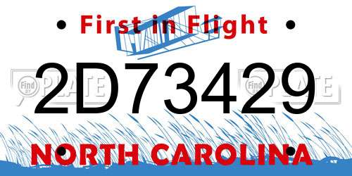 2D73429 North Carolina License Plate