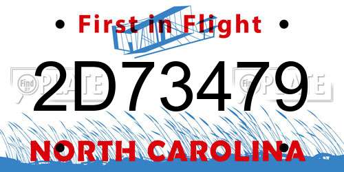 2D73479 North Carolina License Plate