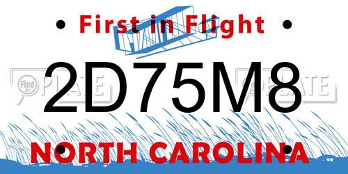 2D75M8 North Carolina License Plate