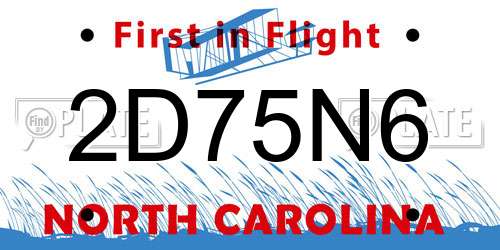 2D75N6 North Carolina License Plate