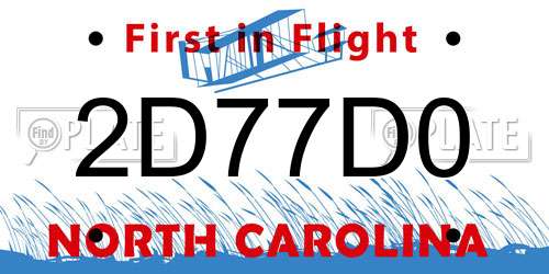 2D77D0 North Carolina License Plate