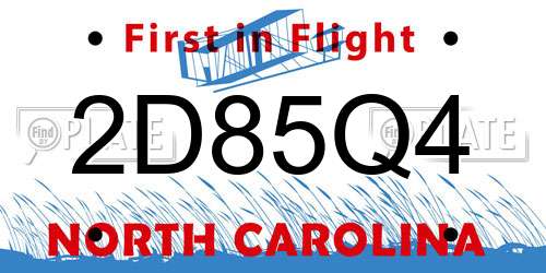 2D85Q4 North Carolina License Plate