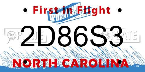 2D86S3 North Carolina License Plate