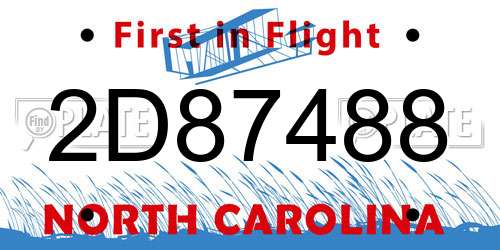 2D87488 North Carolina License Plate
