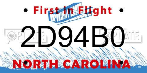 2D94B0 North Carolina License Plate