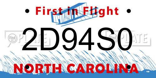 2D94S0 North Carolina License Plate