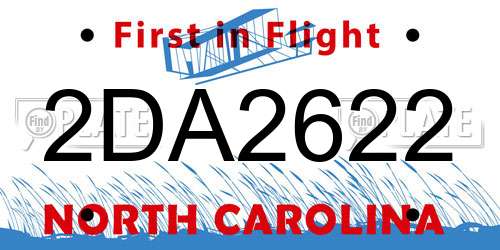 2DA2622 North Carolina License Plate