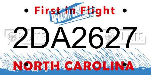 2DA2627 North Carolina License Plate