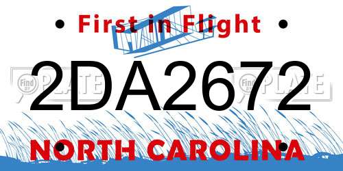 2DA2672 North Carolina License Plate