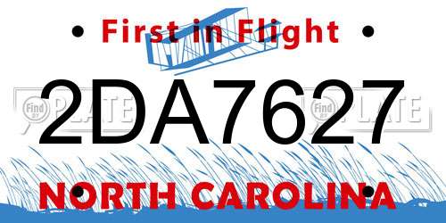 2DA7627 North Carolina License Plate