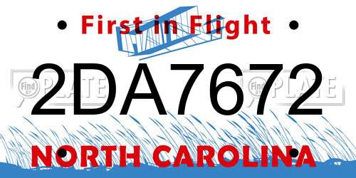2DA7672 North Carolina License Plate