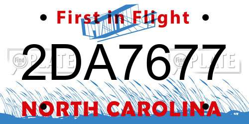2DA7677 North Carolina License Plate