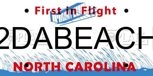 2DABEACH North Carolina License Plate