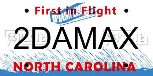 2DAMAX North Carolina License Plate