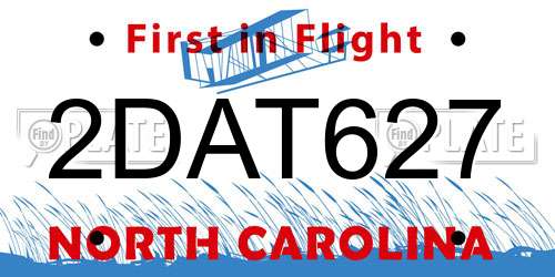 2DAT627 North Carolina License Plate