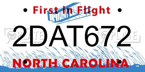 2DAT672 North Carolina License Plate