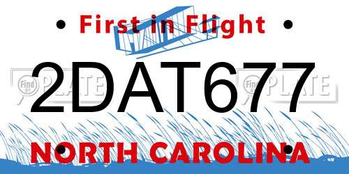 2DAT677 North Carolina License Plate