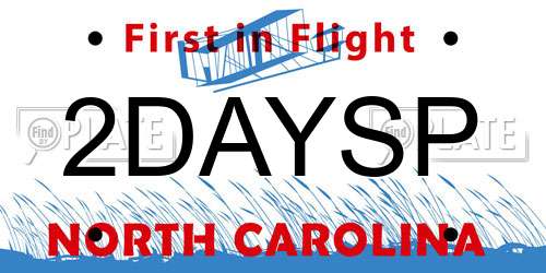 2DAYSP North Carolina License Plate