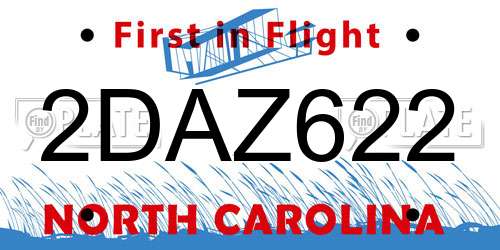 2DAZ622 North Carolina License Plate
