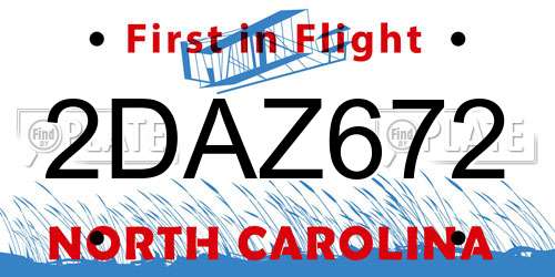 2DAZ672 North Carolina License Plate